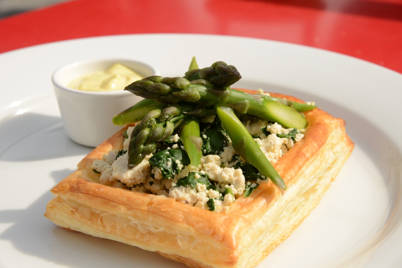 WFPB Asparagus Tofu-Ricotta Tart and Cashew Nut Hollandaise