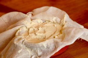How to hold fresh cashew cheese in cheesecloth